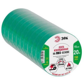 Изолента ПВХ 15ммх20м зел. ЭРА C0036549