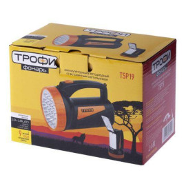 Фонарь-прожектор аккумуляторный TSP19 19 + 18LED аккум. 4В 2А.ч ЗУ 220В (картон. упак.) Трофи C0045552/Б0008436