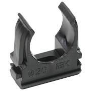 Держатель для труб (клипса) CF20 с защелкой черн. ELASTA IEK CTA10D-CF20-K02-100