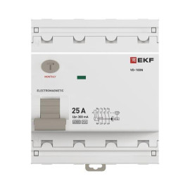 Выключатель дифференциального тока 4п 25А 300мА тип A 6кА ВД-100N электромех. PROxima EKF E1046MA25300