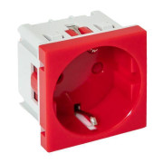 Розетка 45х45 (2 модуля) с заземл. прямая красн. EKF E2MR16-028-70
