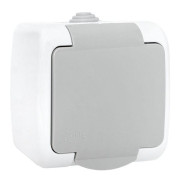 Розетка 1-м ОП Мурманск 16А IP54 с заземл. защ. шторки с крышкой сер. EKF EFR16-029-30-54