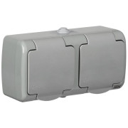 Розетка 2-м ОП AQUATIC РСш22-2-А 16А IP54 с заземл. с крышкой GENERICA ERA22-K03-16-54