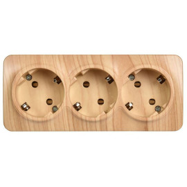 Розетка 3-м ОП GLORY РС23-3-ХС 16А с заземл. сосна IEK ERH31-K34-16