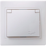 Розетка 1-м СП Кварта РСбш10-3-КБ 16А IP20 с заземл. защ. шторки с крышкой бел. GENERICA ERK12-K01-16-DM