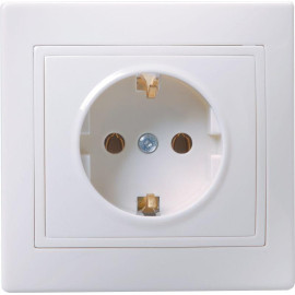Розетка 1-м СП Кварта РС10-3-КБ 16А IP20 с заземл. без защ. шторок бел. GENERICA ERK14-K01-16-DM