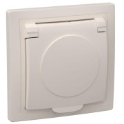 Розетка 1-м СП Кварта РСб10-3-ККм 16А IP20 с заземл. с крышкой крем. GENERICA ERK15-K33-16-DM