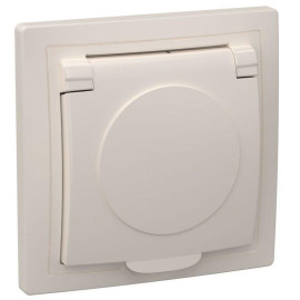 Розетка 1-м СП Кварта РСб10-3-ККм 16А IP20 с заземл. с крышкой крем. GENERICA ERK15-K33-16-DM