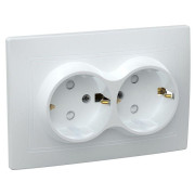 Розетка 2-м СП Кварта РСш12-3-КБ 16А IP20 с заземл. защ. шторки бел. GENERICA ERK21-K01-16-DM