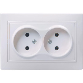 Розетка 2-м СП Кварта 10А IP20 без заземл. без защ. шторок бел. GENERICA ERK23-K01-10-DM