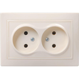 Розетка 2-м СП Кварта 10А IP20 без заземл. без защ. шторок крем. GENERICA ERK23-K33-10-DM