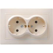 Розетка 2-м СП Кварта РС12-3-ККм 16А IP20 с заземл. без защ. шторок крем. GENERICA ERK24-K33-16-DM