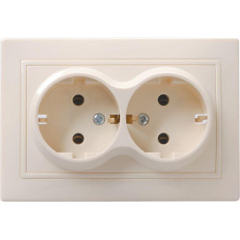 Розетка 2-м СП Кварта РС12-3-ККм 16А IP20 с заземл. без защ. шторок крем. GENERICA ERK24-K33-16-DM