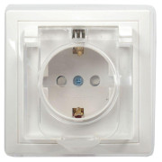 Розетка 1-м СП Кварта РСбш10-3-ККБ-44 16А IP44 с заземл. защ. шторки с крышкой керамика бел. GENERICA ERK70-K01-10-DM-44