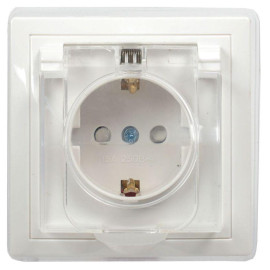 Розетка 1-м СП Кварта РСбш10-3-ККБ-44 16А IP44 с заземл. защ. шторки с крышкой керамика бел. GENERICA ERK70-K01-10-DM-44
