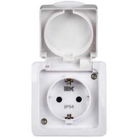 Розетка 1-м ОП Гермес Plus РСб20-3-ГПБб 16А IP54 с заземл. с крышкой бел. IEK ERMP12-K01-16-54-EC
