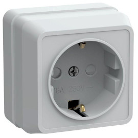 Розетка 1-м ОП Октава РСш20-3-ОБ 16А IP20 с заземл. защ. шторки бел. GENERICA ERO14-K01-16-DC