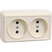 Розетка 2-м ОП Октава 10А IP20 без заземл. крем. GENERICA ERO20-K33-10-DC