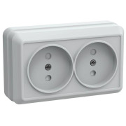 Розетка 2-м ОП Октава РСш22-2-ОБ 10А IP20 без заземл. защ. шторки бел. GENERICA ERO23-K01-10-DC