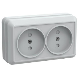 Розетка 2-м ОП Октава РСш22-2-ОБ 10А IP20 без заземл. защ. шторки бел. GENERICA ERO23-K01-10-DC