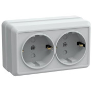 Розетка 2-м ОП Октава РСш22-3-ОБ 16А IP20 с заземл. защ. шторки бел. GENERICA ERO24-K01-16-DC