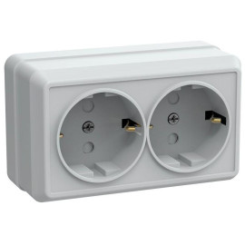 Розетка 2-м ОП Октава РСш22-3-ОБ 16А IP20 с заземл. защ. шторки бел. GENERICA ERO24-K01-16-DC