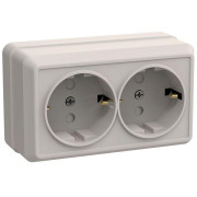 Розетка 2-м ОП Октава РСш22-3-ОКм 16А IP20 с заземл. защ. шторки крем. GENERICA ERO24-K33-16-DC