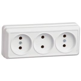 Розетка 3-м ОП Октава 10А IP20 без заземл. бел. GENERICA ERO30-K01-10-DC