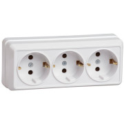 Розетка 3-м ОП Октава РС23-3-ОБ 16А IP20 с заземл. бел. GENERICA ERO31-K01-16-DC