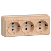 Розетка 3-м ОП Октава РС23-3-ОС 16А IP20 с заземл. сосна GENERICA ERO31-K03-16-DC