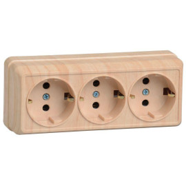 Розетка 3-м ОП Октава РС23-3-ОС 16А IP20 с заземл. сосна GENERICA ERO31-K03-16-DC
