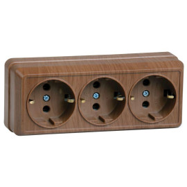 Розетка 3-м ОП Октава РС23-3-ОД 16А IP20 с заземл. дуб GENERICA ERO31-K04-16-DC