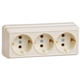 Розетка 3-м ОП Октава РС23-3-ОК 16А IP20 с заземл. крем. GENERICA ERO31-K33-16-DC