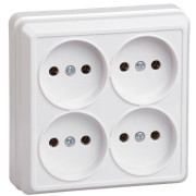 Розетка 4-м ОП Октава 10А IP20 без заземл. бел. GENERICA ERO40-K01-10-DC