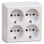 Розетка 4-м ОП Октава РС24-3-ОБ 16А IP20 с заземл. бел. GENERICA ERO41-K01-16-DC