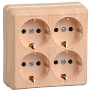 Розетка 4-м ОП Октава РС24-3-ОС 16А IP20 с заземл. сосна GENERICA ERO41-K03-16-DC