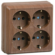 Розетка 4-м ОП Октава РС24-3-ОД 16А IP20 с заземл. дуб GENERICA ERO41-K04-16-DC