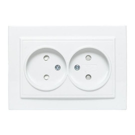 Розетка 2-м СП Минск 10А IP20 без заземл. защ. шторки бел. Basic EKF ERR10-102-100