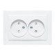Розетка 2-м СП Минск 10А IP20 без заземл. защ. шторки бел. Basic EKF ERR10-102-100