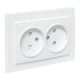 Розетка 2-м СП Минск 10А IP20 без заземл. защ. шторки бел. Basic EKF ERR10-102-100