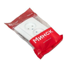 Розетка 2-м СП Минск 10А IP20 без заземл. защ. шторки бел. Basic EKF ERR10-102-100