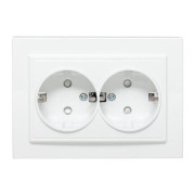 Розетка 2-м СП Минск 16А IP20 с заземл. защ. шторки бел. Basic EKF ERR16-128-100