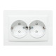 Розетка 2-м СП Минск 16А IP20 с заземл. защ. шторки бел. Basic EKF ERR16-128-100