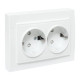 Розетка 2-м СП Минск 16А IP20 с заземл. защ. шторки бел. Basic EKF ERR16-128-100
