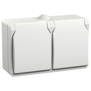 Розетка 2-м ОП Форс РСб22-3-ФБ 16А IP54 с заземл. защ. шторки бел. IEK ERS22-K01-16-54-DC