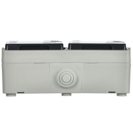 Розетка 2-м ОП Форс РСб22-3-ФСр 16А IP54 с заземл. с крышкой сер. IEK ERS22-K03-16-54-DC