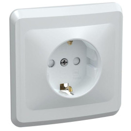 Розетка 1-м СП Вега РСш10-3-ВБ с заземл. контактом и защ. штор 16А бел. GENERICA ERV14-K01-16-DM