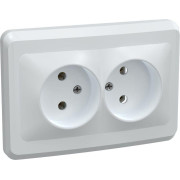 Розетка 2-м СП Вега РС12-2-ВБ без заземл. контакта без защ. штор 10А бел. GENERICA ERV20-K01-10-DM