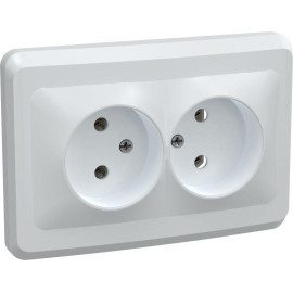 Розетка 2-м СП Вега РС12-2-ВБ без заземл. контакта без защ. штор 10А бел. GENERICA ERV20-K01-10-DM