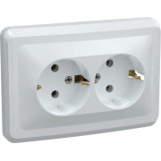 Розетка 2-м СП Вега РС12-3-ВБ с заземл. контактом без защ. шторок 16А бел. GENERICA ERV21-K01-16-DM